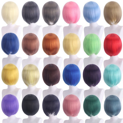 cosplay wig, face-controlling, short hair, thickened version, face-controlling style, colorful Synthetic fiber wig