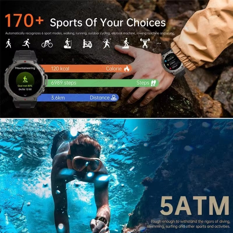 2025 Smartwatch T-Rex 3 Ultra Militar Original com GPS, GNSS Integrado, Bússola, Altímetro, 10ATM à Prova D'água, Smartwatch Esportivo Masculino e Feminino