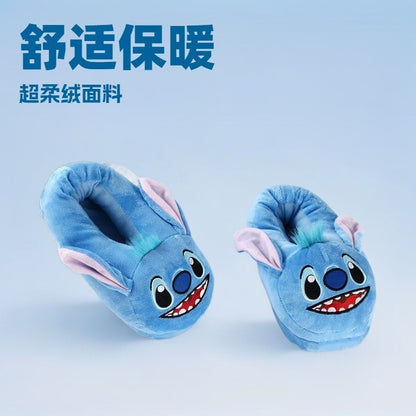 Chinelo de Algodão Disney Stitch Anime Desenho Animado Quente de Inverno Para Dentro de Casa Brinquedos Pelúcia Pantufas Feminino Menina Presentes de Natal