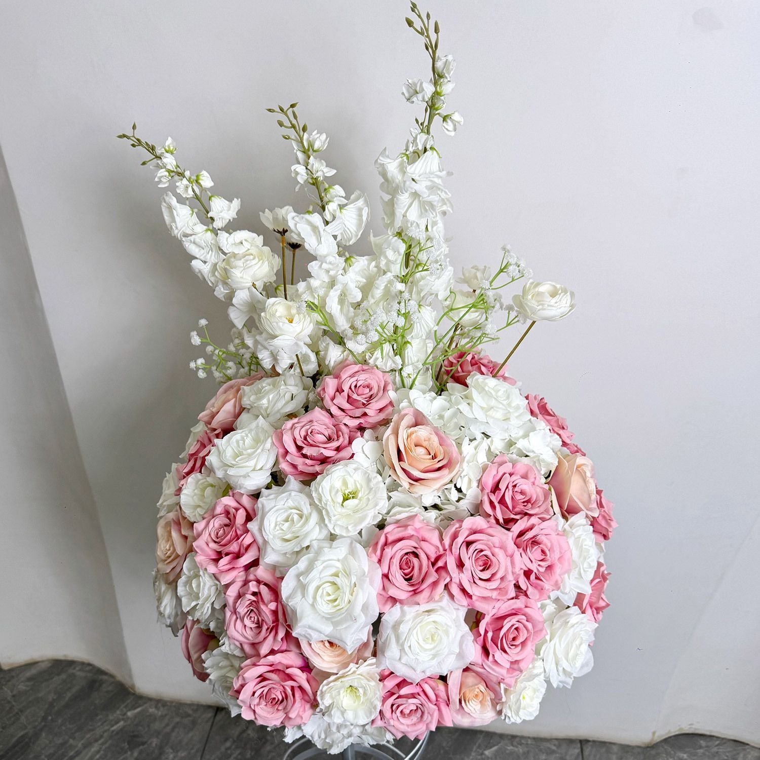 30-70cm Artificial White Rose Flower Ball, Wedding Reception Table Centerpieces, Floral Arrangement for Party Event Decor