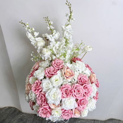 30-70cm Artificial White Rose Flower Ball, Wedding Reception Table Centerpieces, Floral Arrangement for Party Event Decor