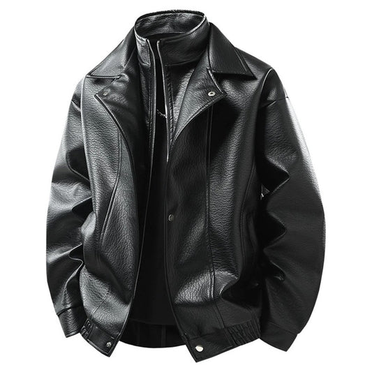 Vintage PU Jacket Men Motorcycle Biker PU Coat Fashion Casual Cargo Jackets Spring Autumn Outerwear