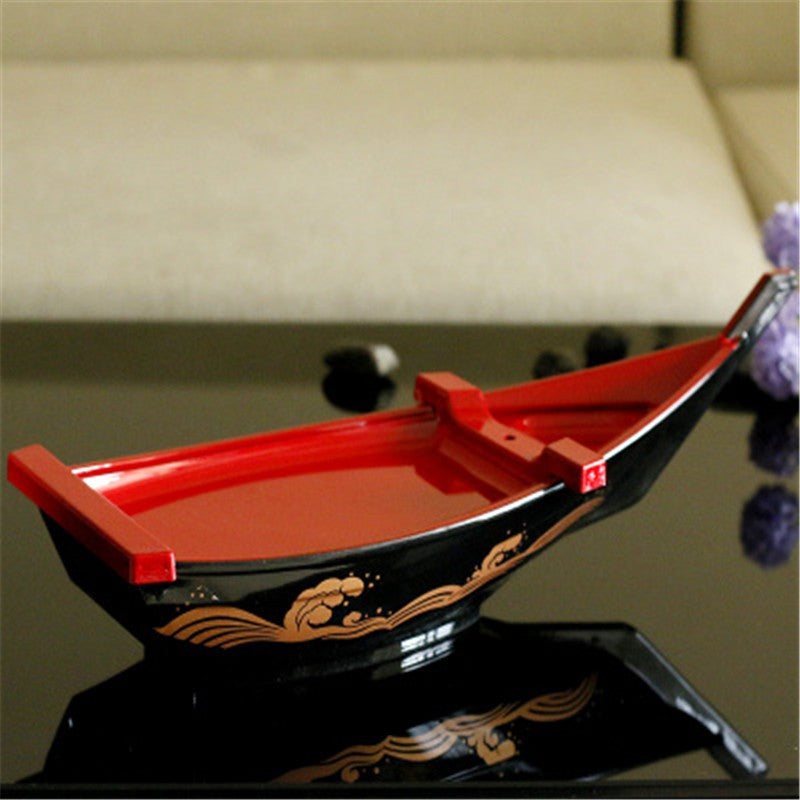 Barco de sushi preto Sashimi gelo seco barco de cozinha ABS prato de salmão prato de sashimi Culinária japonesa Barco Dragão recipiente