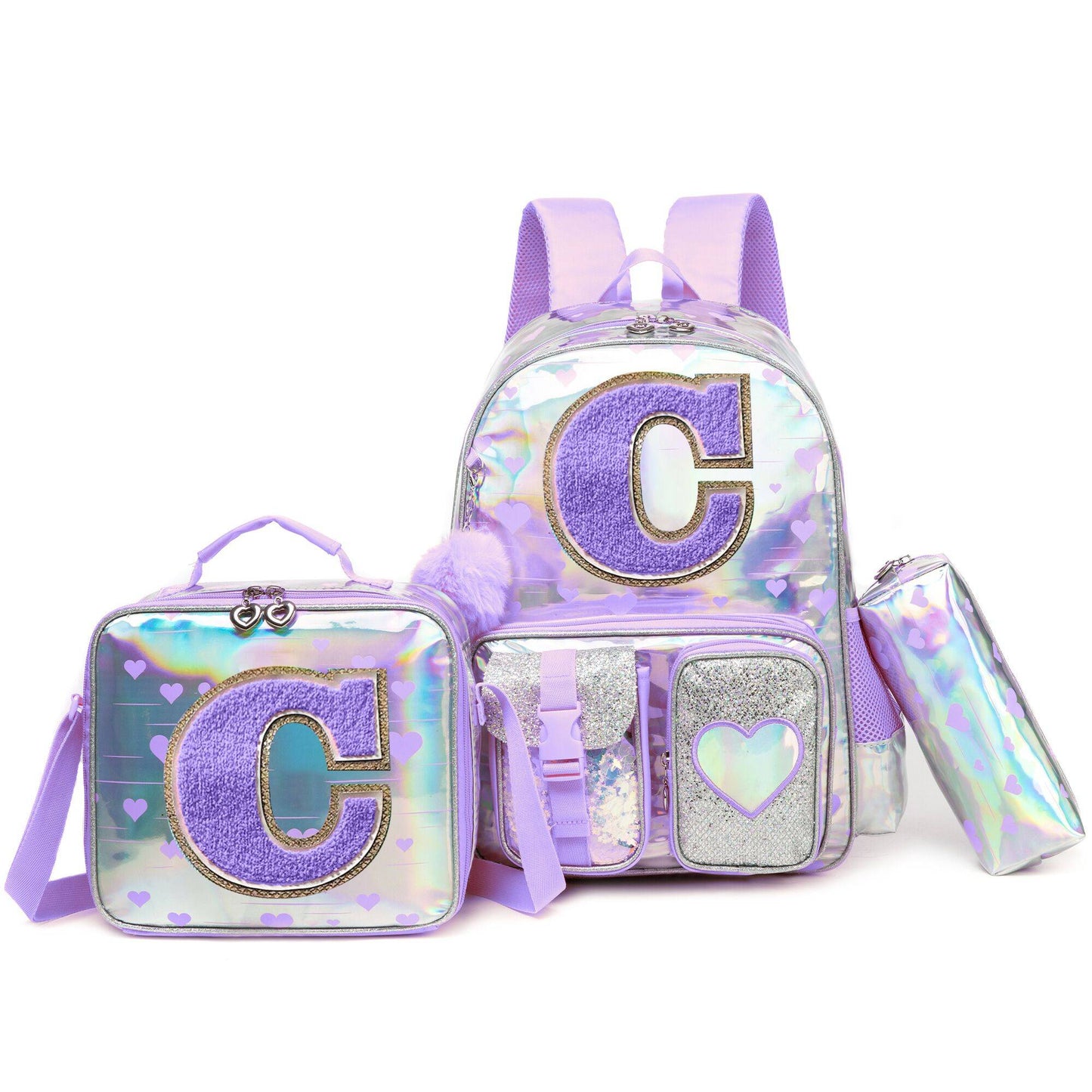 Mochila para meninas com estampa "Love" para a escola primária. De volta às aulas? O tamanho e a fonte das letras são aleatórios?