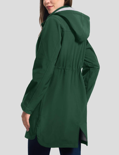 TACVASEN Women's Long Hooded Jacket Fleece Lined Softshell Jacket Waterproof Windproof Hiking Jacket Rain Coat Windbreaker Parka