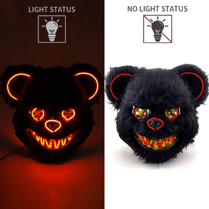 Hot Bloody Rabbit Bear Luminous LED Mask Halloween Horror Bunny Mask Carnival Party Props Cosplay Dress Up Headgear
