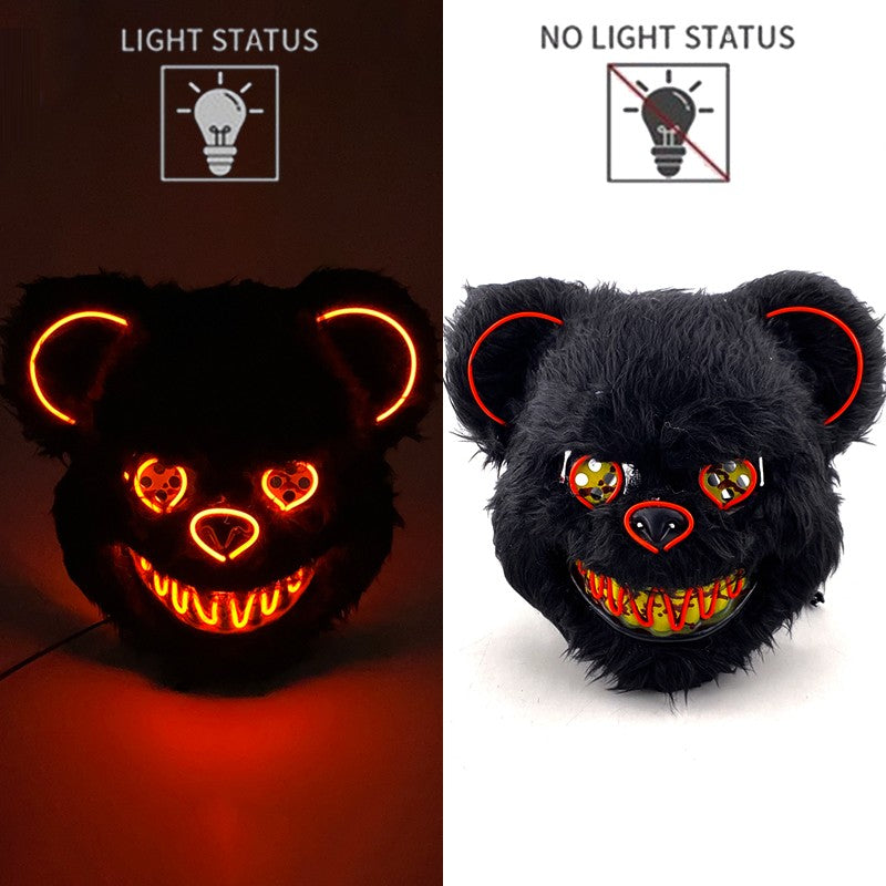 Hot Bloody Rabbit Bear Luminous LED Mask Halloween Horror Bunny Mask Carnival Party Props Cosplay Dress Up Headgear
