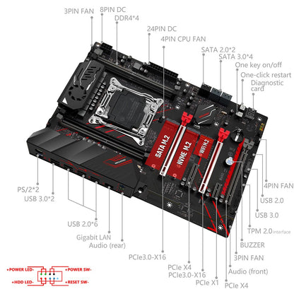 Conjunto de placa-mãe MACHINIST X99 MR9A PRO MAX LGA2011-3 CPU Xeon E5 2690 V3 e kit de memória DDR4 32GB NVME M.2 SATA Quatro canais