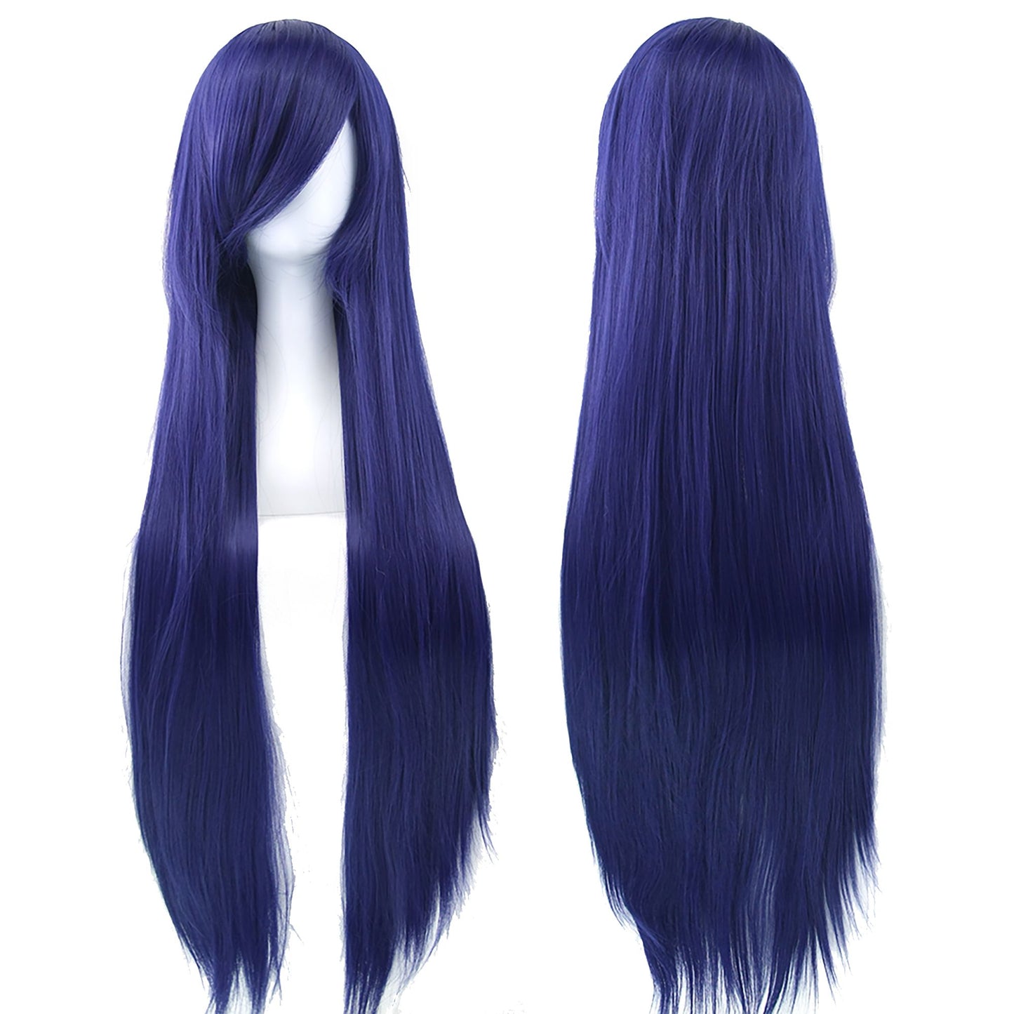 Soowee 80cm Cabelo Sintético Comprido Branco Roxo Perucas Cosplay Festa Preto Cabelo Liso Peruca Postiça para Mulheres