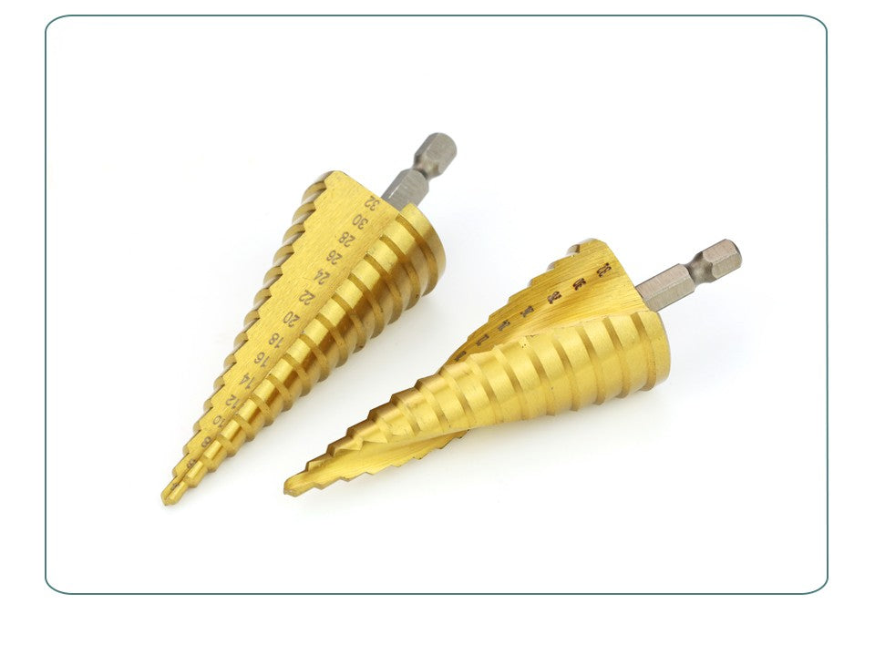 Broca escalonada de titânio HSS, conjunto de brocas escalonadas de alta velocidade, ferramentas de broca tipo serra, broca cônica para metal e madeira 4-12 4-20 4-32mm