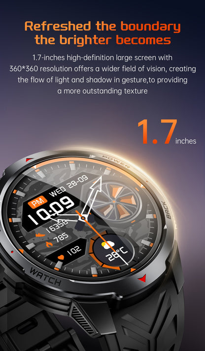 LIGE Novo Smartwatch Masculino com Bateria de 1100mAh para Esportes ao Ar Livre, Lanterna LED, Bússola, Chamada Bluetooth