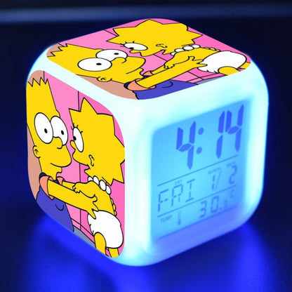 Simpsons Homer Relógio Despertador Digital LCD com Calendário Termômetro Relógio Despertador Portátil Decoração de Mesa Presentes Novo
