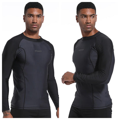 DEMMET Mens Swimwear Long Sleeve Rash Guard Swimming Surf T-Shirt UV Protection Quick Dry Beach Tight Surf Diving Clothes 120KG