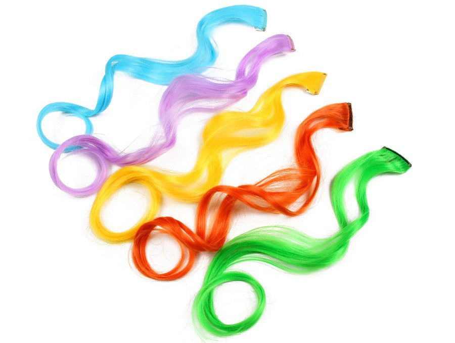 Cabelo Sintético Arco-Íris Ondulado, Extensões de Cabelo Longas, Extensões de Cabelo com um Único Clipe, Perucas Coloridas de Fibra Sintética, Cabelo Falso 20";;VERDADEIRO;;"Q33,20inches