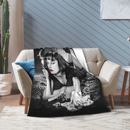 Pulp Fiction Filme Clássico Manta de Flanela Inverno Quente Macia para Estudantes Quarto Aconchegante Colcha de Sofá-Cama