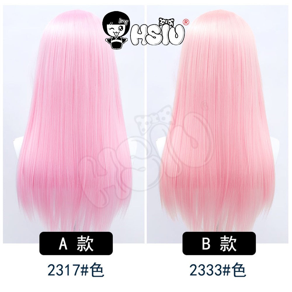?HSIU Brand?26 Colors 60cm Long Straight Hair Pink Gray  White purple Black pink Fiber synthetic wig + Free brand wig net