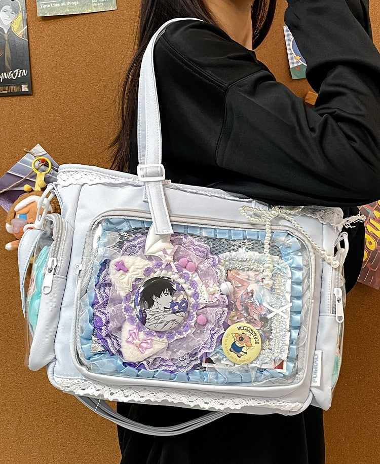 New Japanese Style Transparent Crossbody Bag Cute Candy Color Commuting Shoulder Bag for Girls Simple and Casual Texture Ita Bag