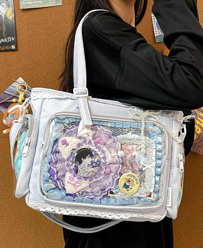 New Japanese Style Transparent Crossbody Bag Cute Candy Color Commuting Shoulder Bag for Girls Simple and Casual Texture Ita Bag