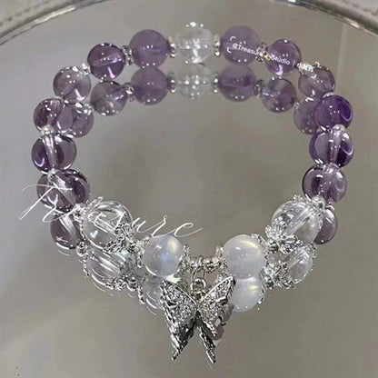 Nova pulseira de cristal com contas simples para mulheres meninas coreanas ins flor raposa pena borla pulseiras melhores amigas joias presentes 2024
