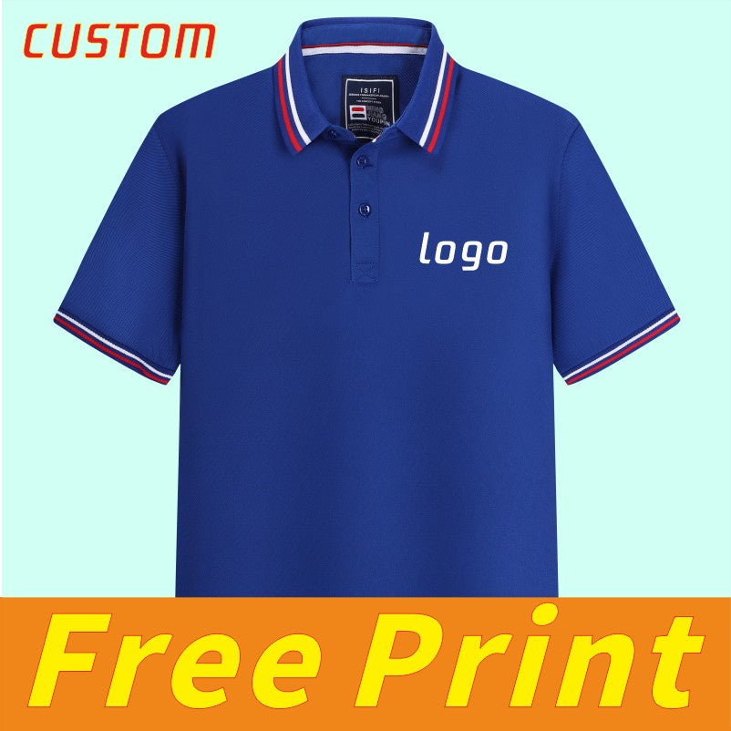 100% linen cotton polo shirt, T-shirt, breathable collar, short sleeved, custom printed logo, embroidered men's and women's work