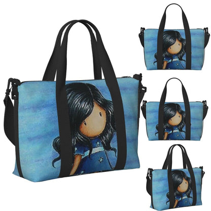 Custom Santoro Gorjuss Beach Travel Bag Large Capacity Tote Bags for Gym Yoga Women Shopping Duffle Shoulder Bag