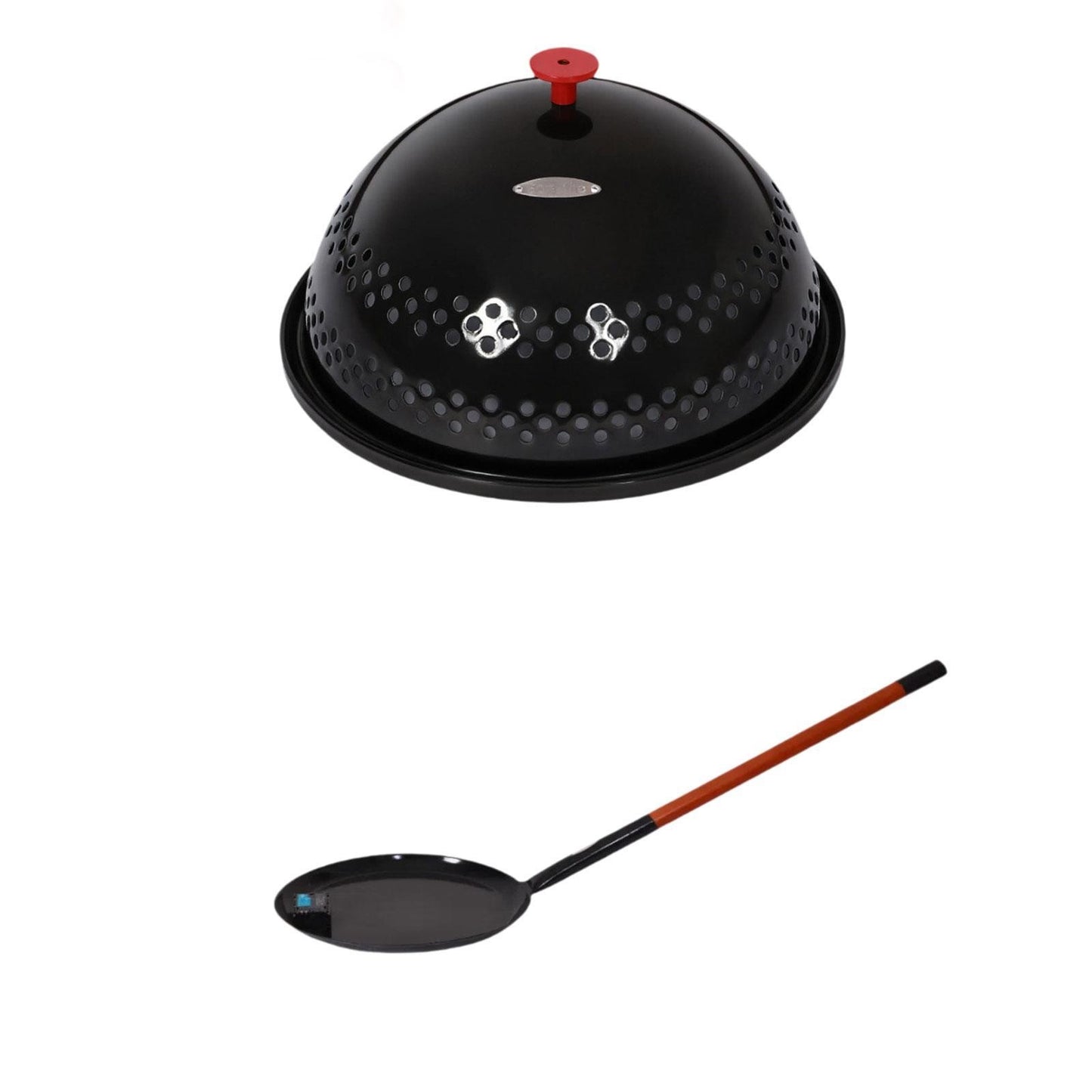 Pipoqueira Tampa Redonda Panela de Fritar Esmaltada Estoura Grãos Uso Externo Pipoqueira Premium Sem AGITAR Sem Mexer Preta