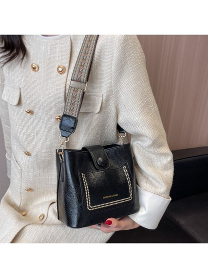 PU Shoulder Bag Multi-pocket Design Zipper and Buckle Opening Design Fashionable Versatile Messenger Bag