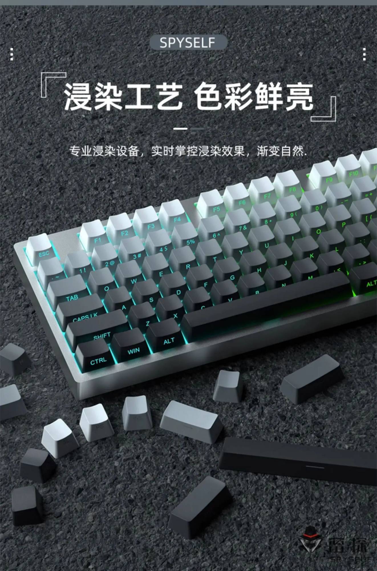 Keycaps Cherry de luz diurna originais novos 2025 PBT translúcidas com cor gradiente e gravação lateral personalizadas para teclados mecânicos MX