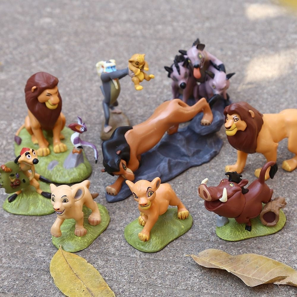 Anime O Rei Leão Simba Nala Timão Modelo Linda Estatueta Brinquedos para Meninos Enfeite de Carro Presentes de Festival para Crianças 9Pçs/Conjunto