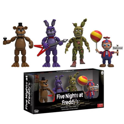 FNAF 4 pçs/conjunto Freddy Bonnie Chica Foxy Nightmare Balloon Boy Boneco Colecionável Modelo Vinil Brinquedo