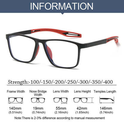 Unisex Ultralight Silicone TR Sports Myopia Glasses Anti Blue Light Men Basketball Anti-Shedding Eyewear Prescription Eyeglasses