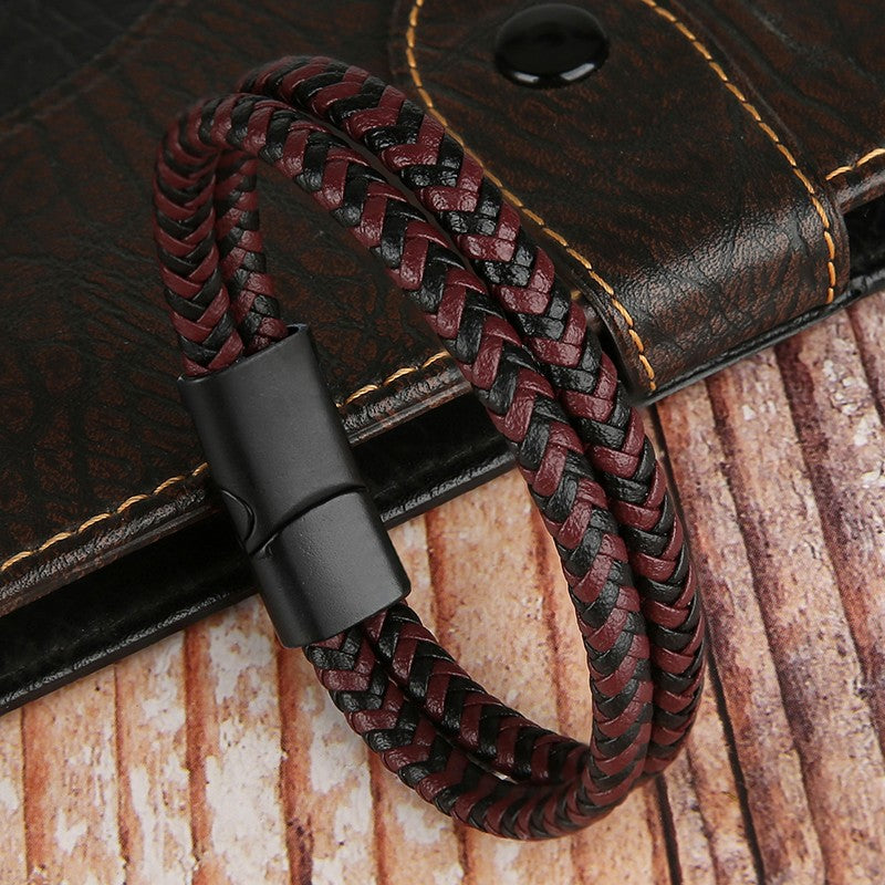 Novos Braceletes e Pulseiras de Couro Genuíno 2025 para Homens e Mulheres Pulseira de Couro de Camada Dupla Joias Artesanais Masculinas Pulseras
