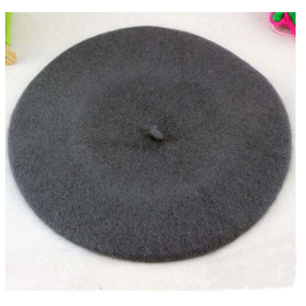 Boina de lã sintética quente de inverno feminina meninas artista francesa gorro chapéu vermelho preto roxo bege laranja Kawaii bonés de topo plano aquecedores