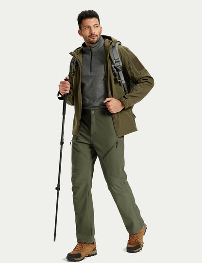 Calça Masculina de Inverno para Caminhada TACVASEN Forrada com Fleece, Impermeável, Softshell, para Esqui na Neve, Isolada, Cargo de Trabalho com 6 Bolsos com Zíper