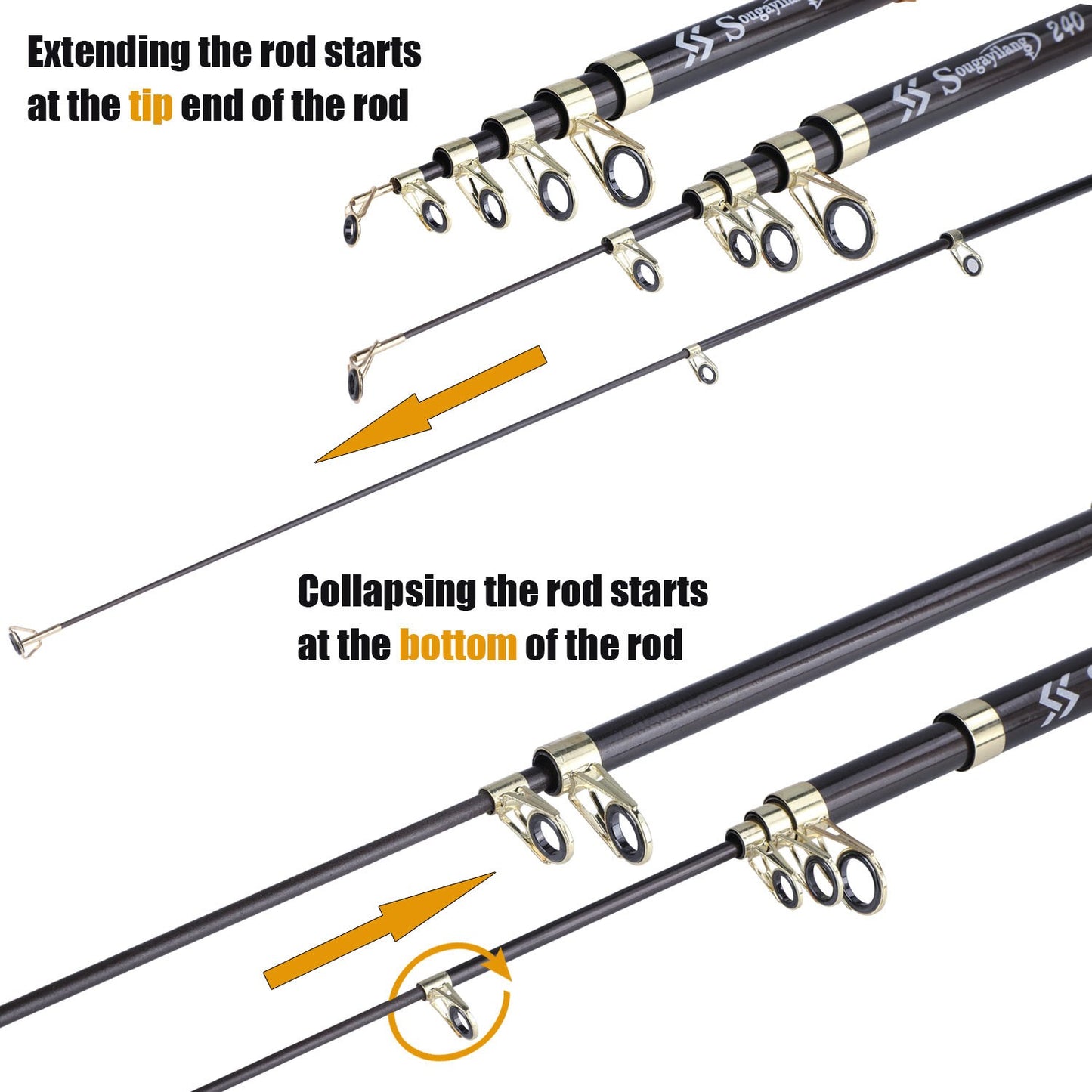 Sougayilang 2.1m-3.6m Spinning Fishing Rod Carbon Trout Carp Telescopic Fishing Pole Lure Fishing Rod Tackle