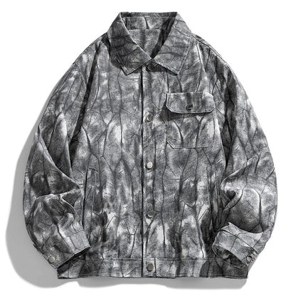 Jaqueta corta-vento, moderna, casual, versátil, casaco comprido, tie-dye, jaqueta de pesca, jaqueta de voo americana retrô, jaqueta jovem