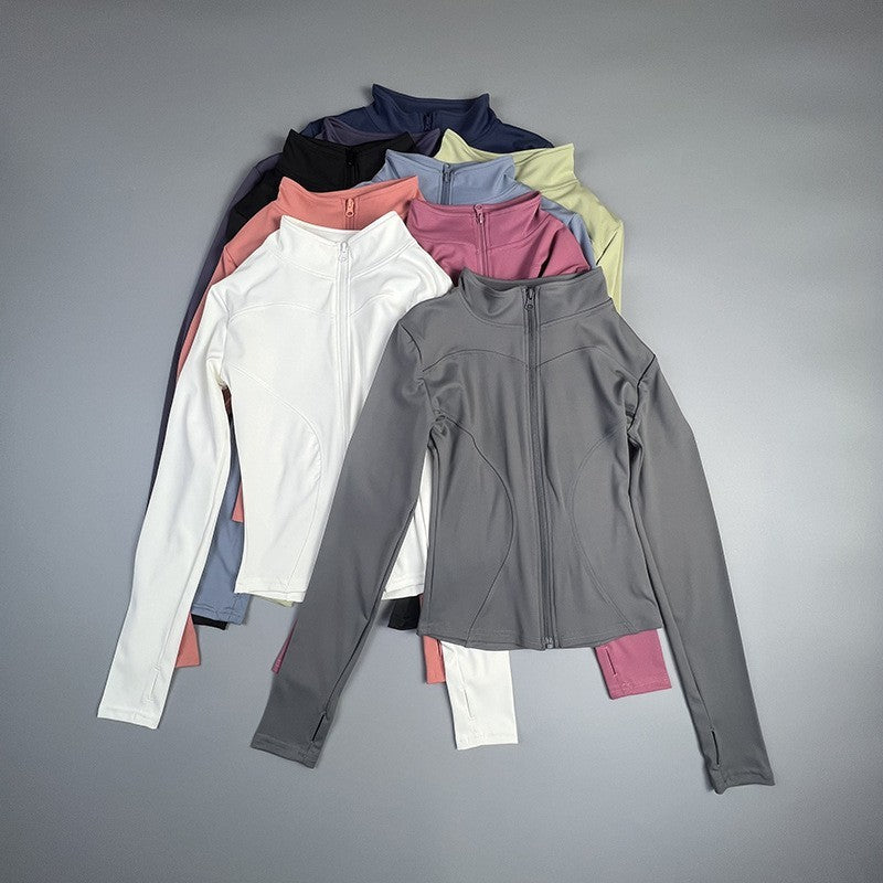 2025 New Yoga Coat Short Sports Jacket WOMEN'S Fitness Clothes Slimming Body Sculpting Zipper Yoga Jacket