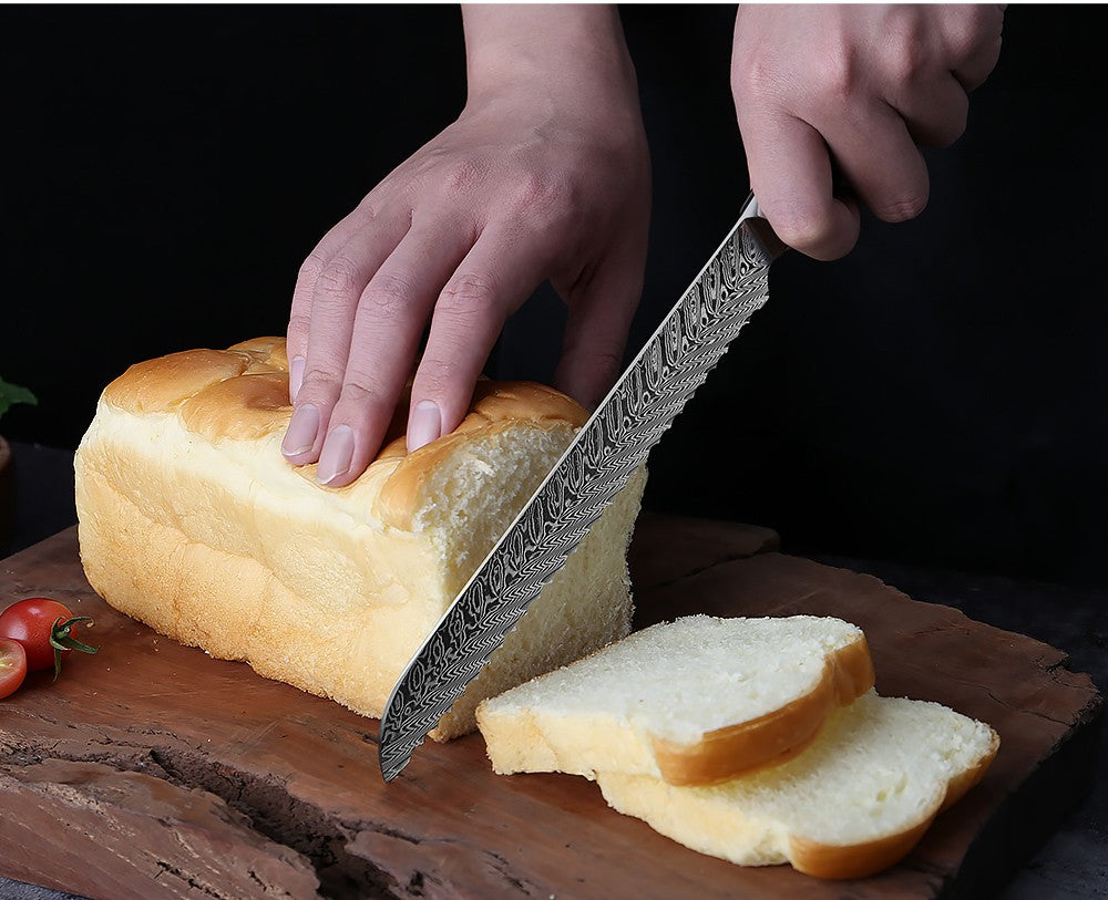 Conjunto de Facas de Cozinha XITUO Luxury Damascus Japonesas Chef Santoku Faca Cutelo Descascar Faca de Pão Cabo de Resina Sintética Destaque
