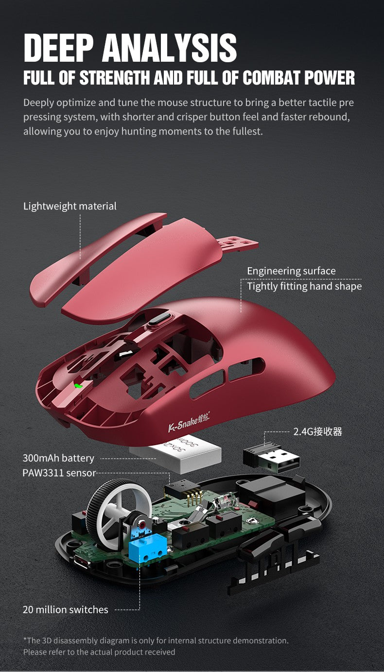 X11 PAW3311 Mouse Sem Fio Tri-Modo Mouse Bluetooth Mouse Gamer 12000 DPI RGB Base de Carregamento Magnético por Toque BT/2.4G/Com Fio