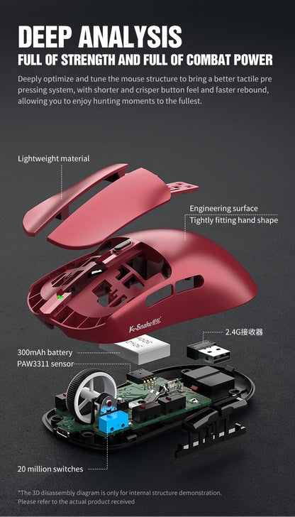 X11 PAW3311 Mouse Sem Fio Tri-Modo Mouse Bluetooth Mouse Gamer 12000 DPI RGB Base de Carregamento Magnético por Toque BT/2.4G/Com Fio