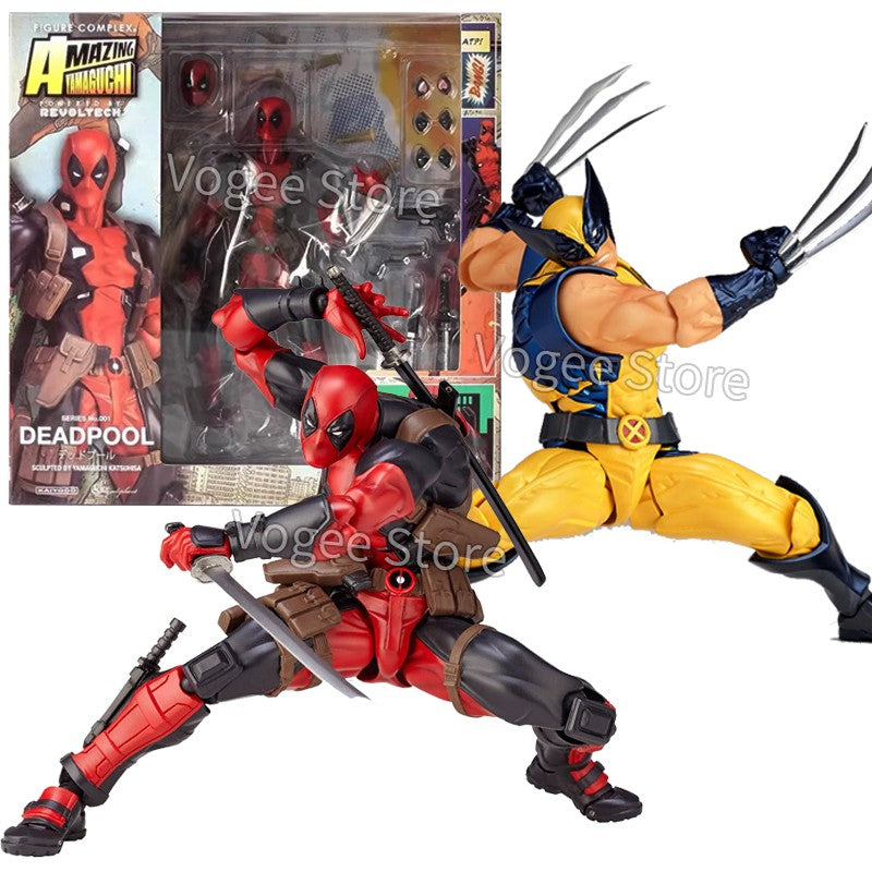 Amazing Yamaguchi Deadpool & Wolverine Boneco de Ação Colecionável PVC 16cm Mutantes X-Men Ultimate Super Herói Modelo Boneco Presente