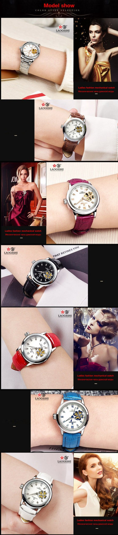 Women Automatic Mechanical Watches Diamond Four-leaf Clover WristWatches Ladies Rose Leather Watch Waterproof Senhoras Assistir