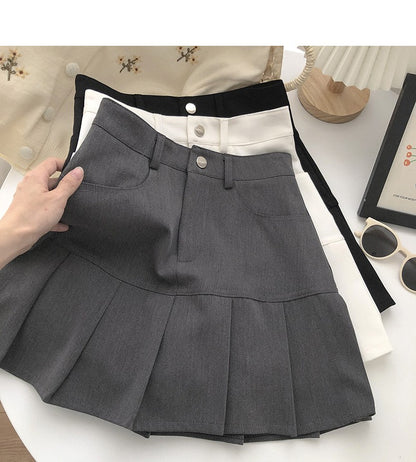 Y2K Vintage High Waist Pleated Skirt Women College Style Uniforms Safety Pants M