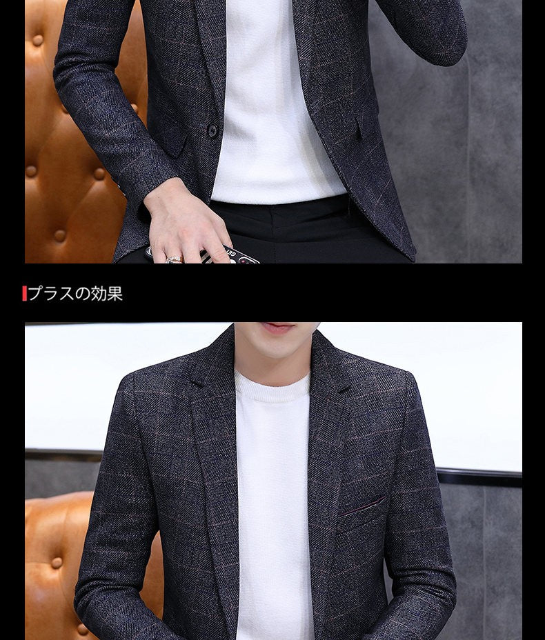 The 2025 autumn checkered suit jacket is a stylish, cool, casual, business and trendy Korean-style fitted suit jacket top