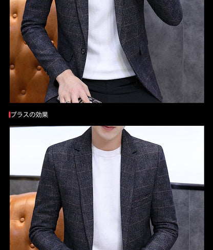 The 2025 autumn checkered suit jacket is a stylish, cool, casual, business and trendy Korean-style fitted suit jacket top