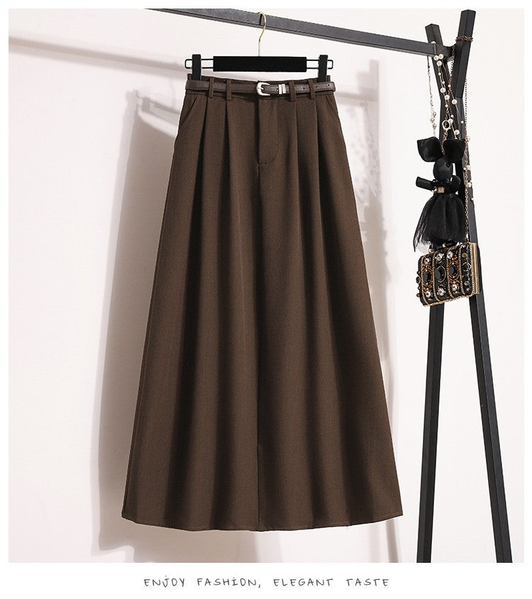 2025 Plus Size Skirts for Women Autumn Elegant Solid Women's Wrap Umbrella Skirts Korean High Waisted Suit Pleated Skirt