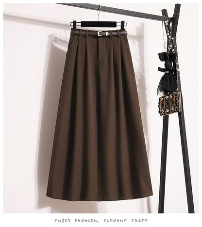 2025 Plus Size Skirts for Women Autumn Elegant Solid Women's Wrap Umbrella Skirts Korean High Waisted Suit Pleated Skirt