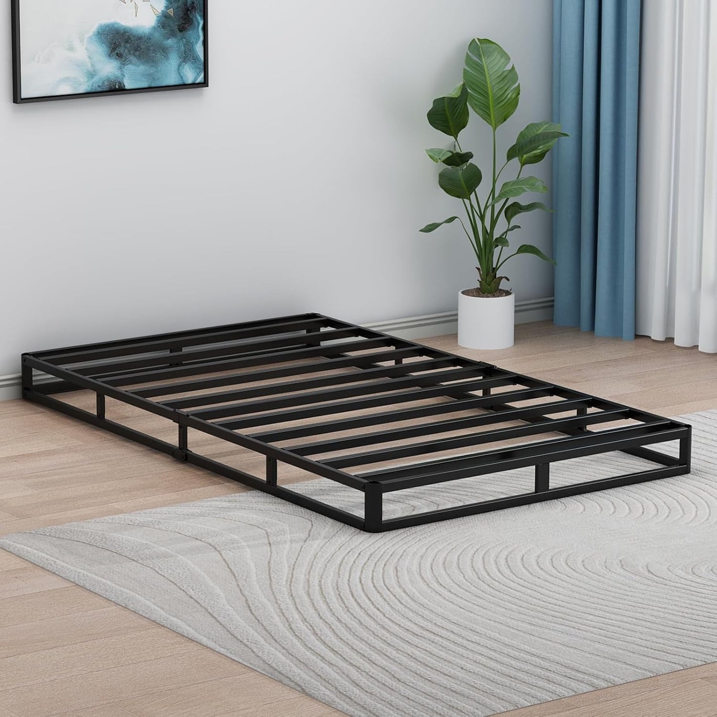 Box Spring de Casal 5 Polegadas para Cama de Solteiro, Suporte de Colchão de Metal para 3000 lbs com Capa de Tecido de Fácil Limpeza