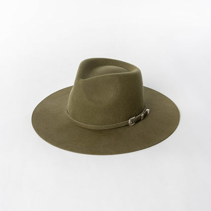 Chapéu Fedora de Feltro 100% Lã Australiana com cinto de feltro e aba larga de design moderno