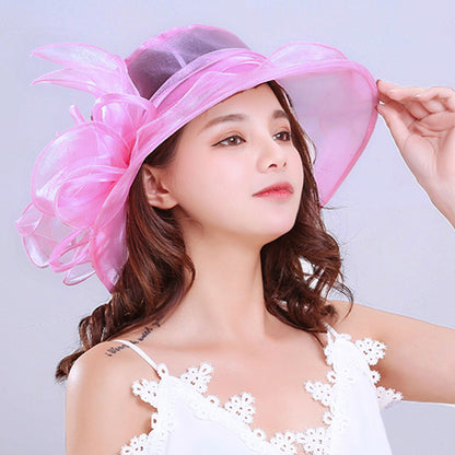 1 Chapéu Feminino De Organza Com Babados E Aba Larga Chapéu De Sol De Verão Para Noivas Estilo Europeu E Americano Chapéu Requintado Para Festas E Praia